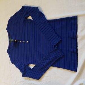 Lauren Ralph Lauren Royal Blue & Black Striped Long-sleeve Top Size: M